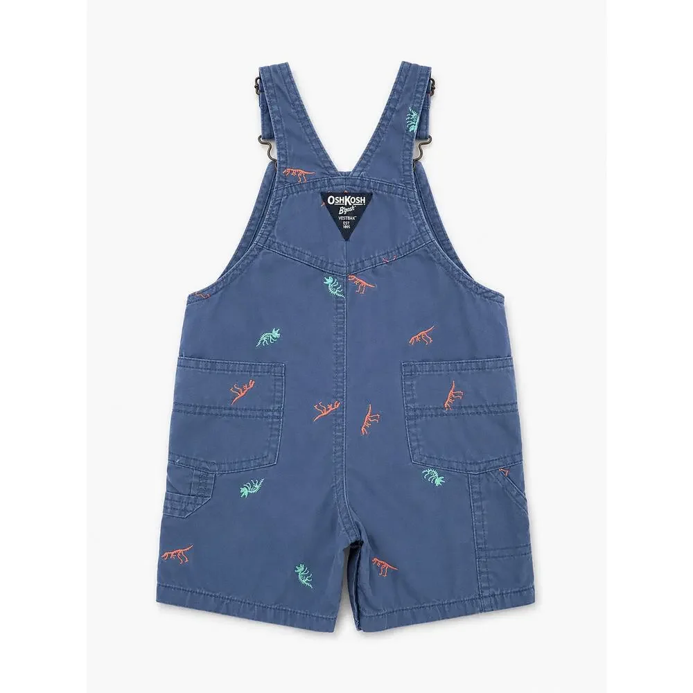 OshKosh B’gosh 24M Dinosaur Embroidered Toddler Boys Blue Cotton Overalls